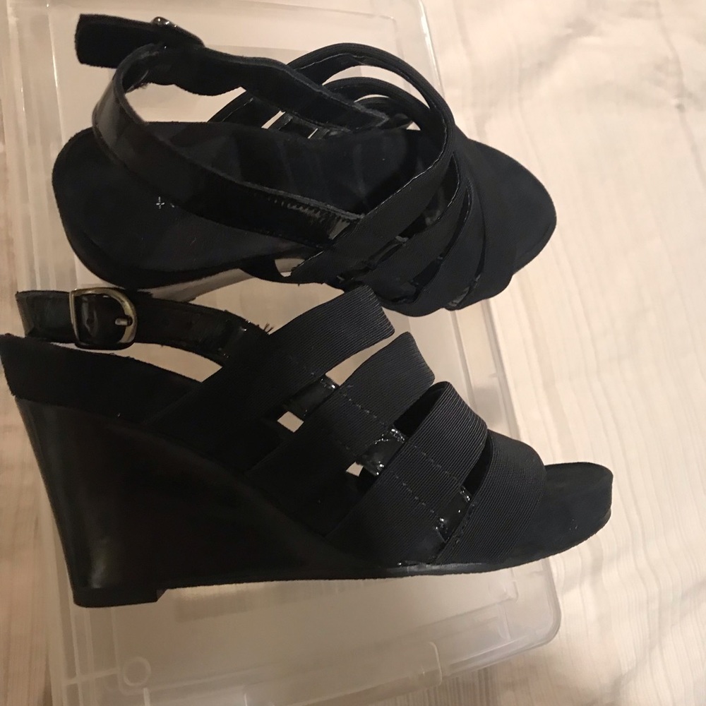 Aerosoles brand black wedge sandal, size 6.5